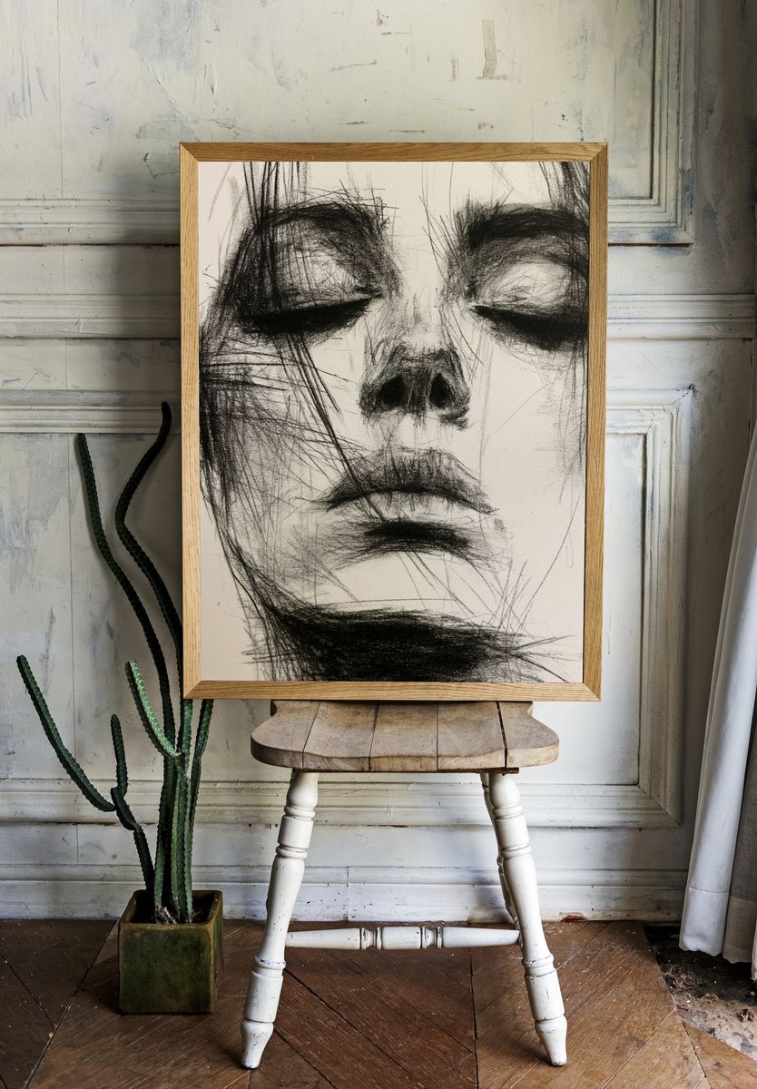 Abstract Face Sketch Poster. room preview