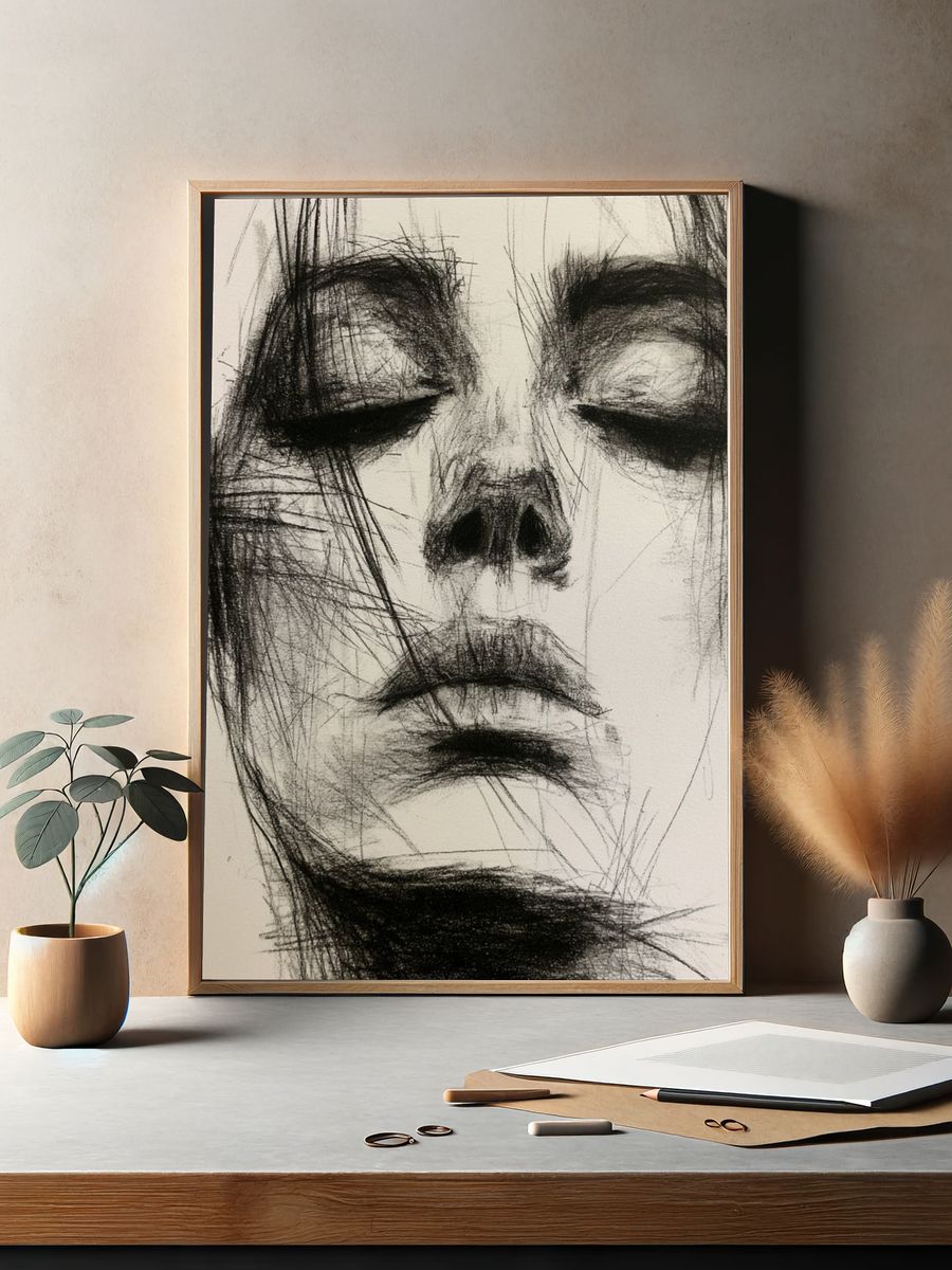 Abstract Face Sketch Poster. — room view 2