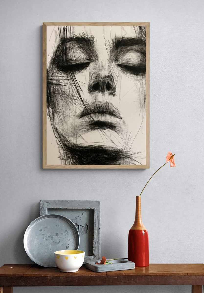 Abstract Face Sketch Poster. — room view 3