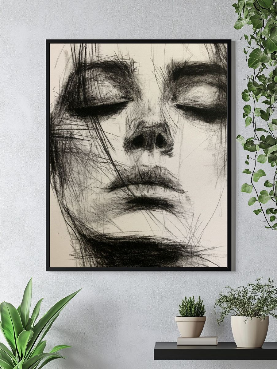 Abstract Face Sketch Poster. — room view 4