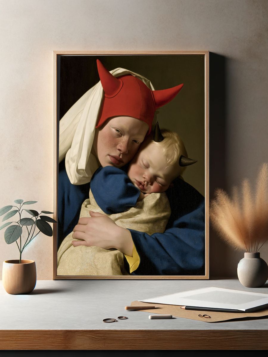 Horned Mother and Child Fine-Art Print. — room view 2