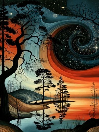 Surreal Twilight Forest Print. poster