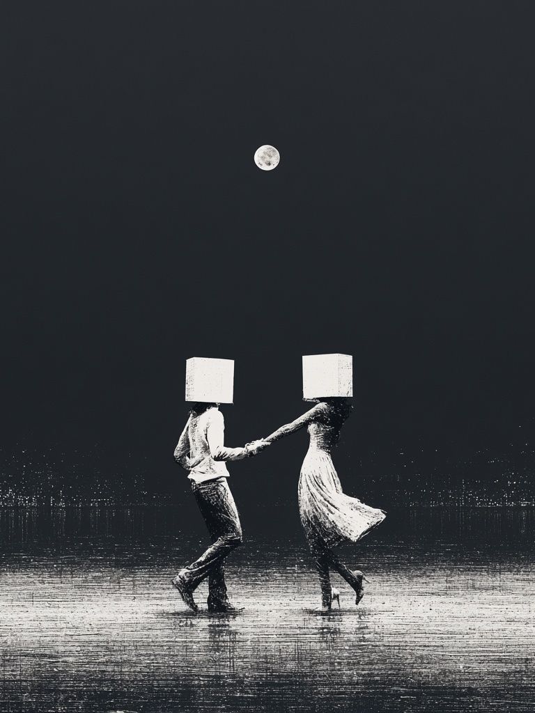 Moonlit Dance Surrealism Print. poster detail