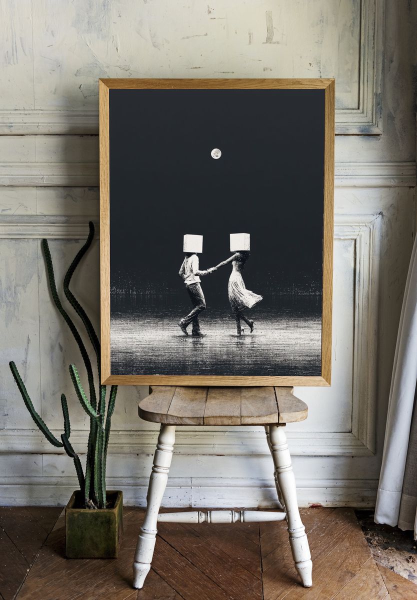 Moonlit Dance Surrealism Print. — room view 1