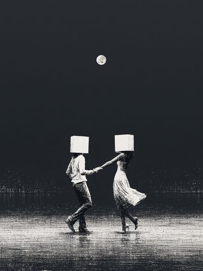 Moonlit Dance Surrealism Print. poster print