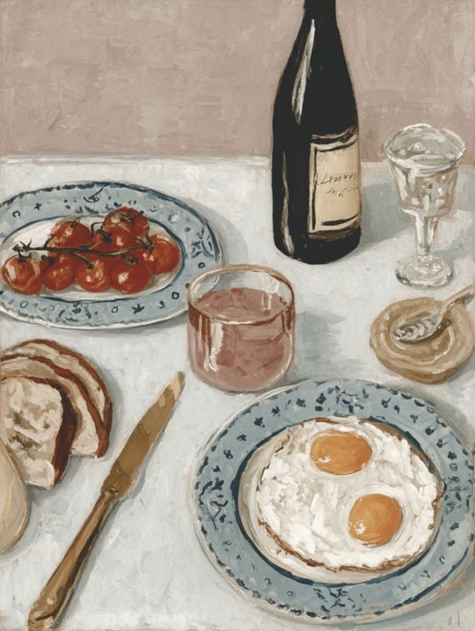 Brunch Still Life — Vintage Print. poster — fine-art art