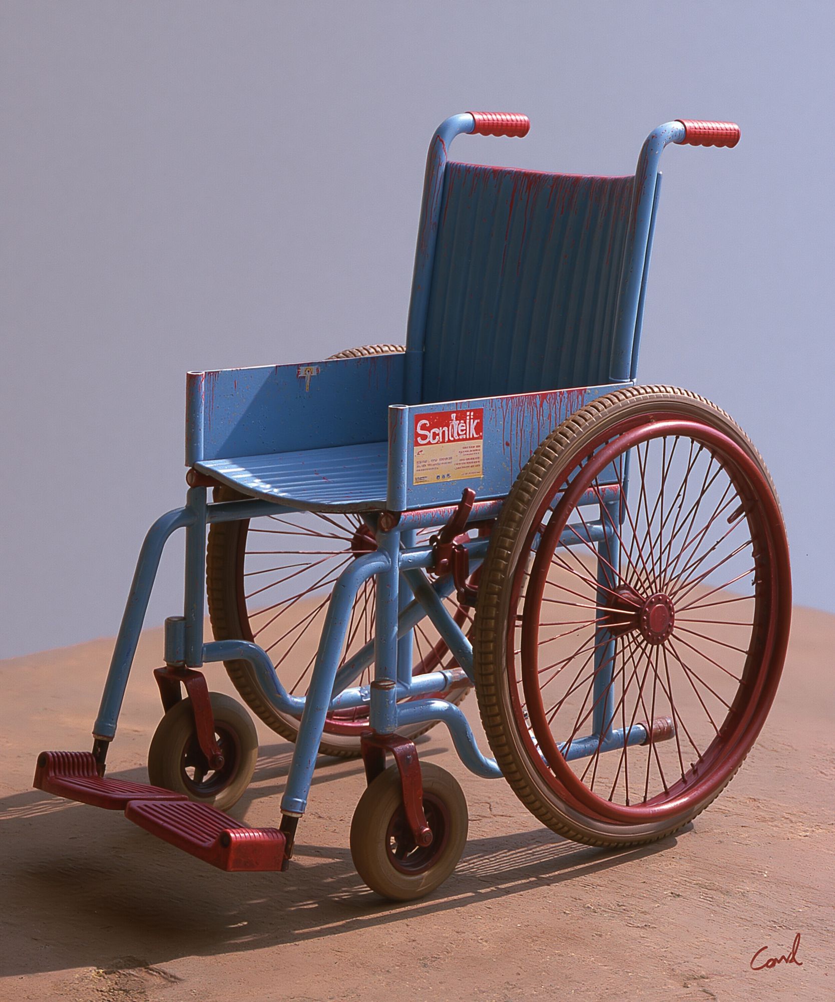 Blue Wheelchair Surrealist Print. poster — fine-art art