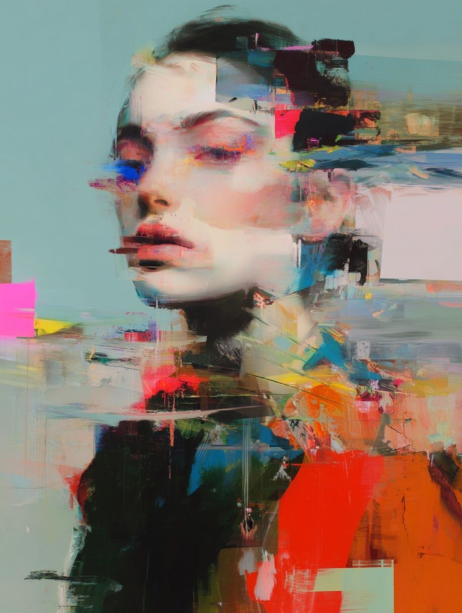 Glitch Portrait Digital Art Poster. poster — fine-art art