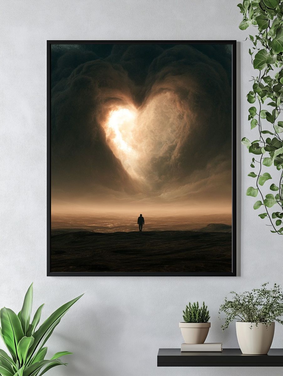 Heart in the Clouds Surrealism Print. — room view 4
