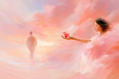 Dreamlike Love Surrealism Poster. poster