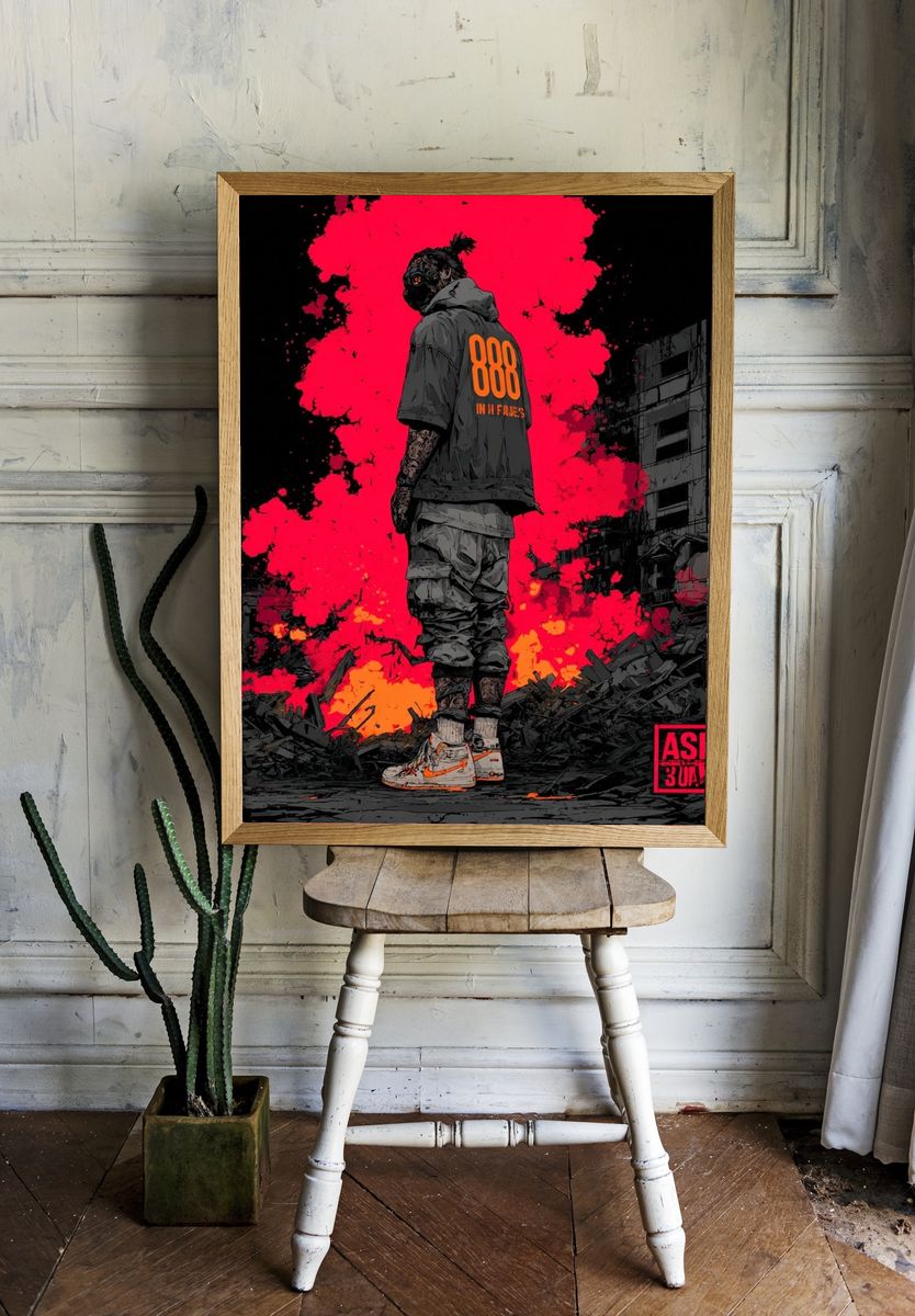 Ashes in Flames Street-Art Poster room preview