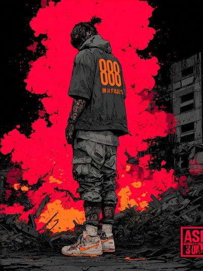 Ashes in Flames Street-Art Poster. poster