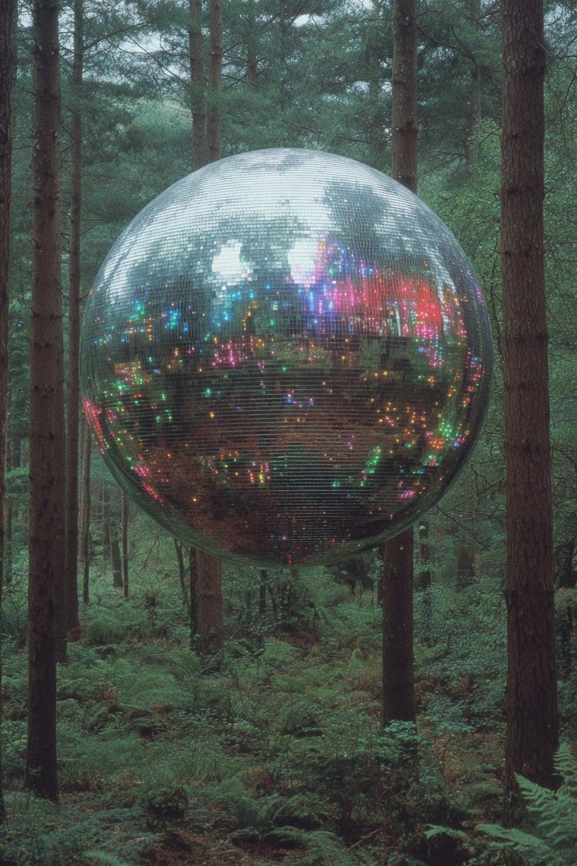 Disco Ball Forest Surreal Print. poster — fine-art art