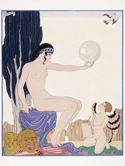 Seated woman cherub (1929) fashion. poster print
