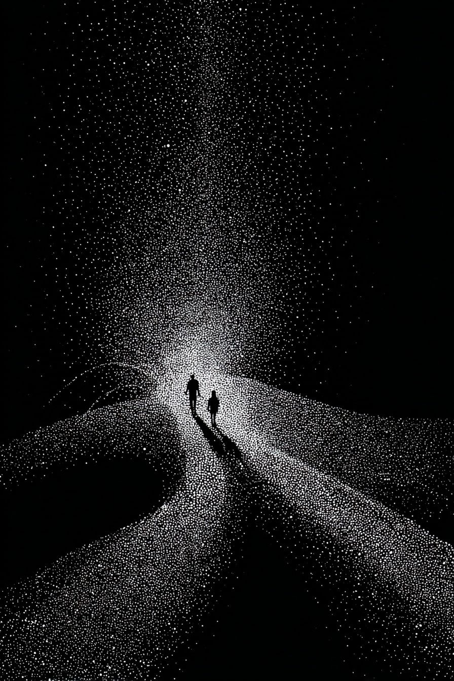 Starry Path Silhouette Print. poster — fine-art art