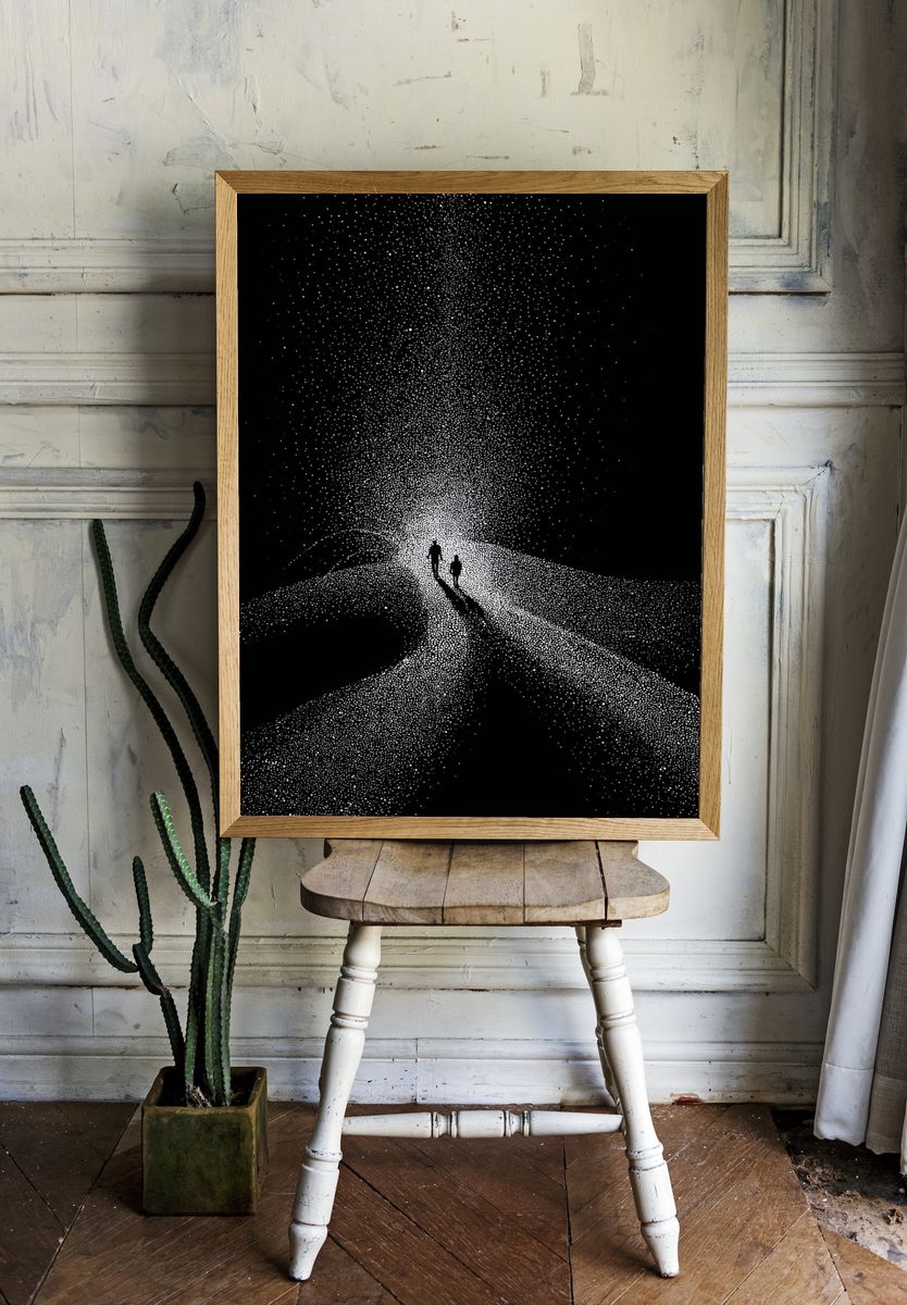 Starry Path Silhouette Print room preview