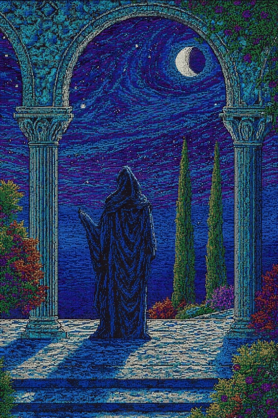 Moonlit Garden Archway Print. poster detail