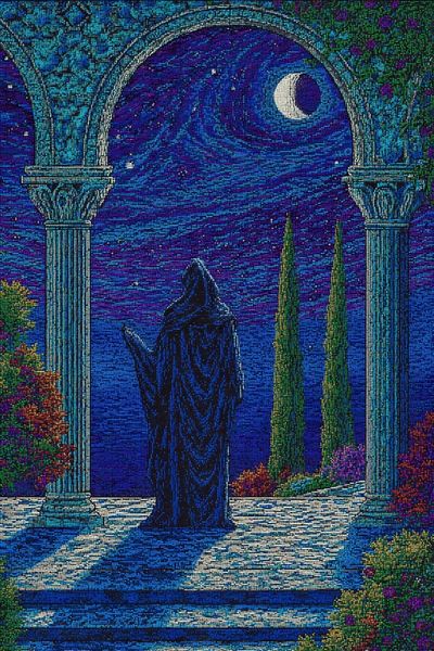 Moonlit Garden Archway Print. poster print
