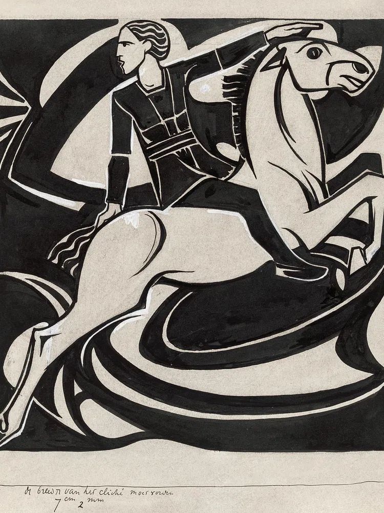 Man horseback (1878–1938) drawing high. poster detail