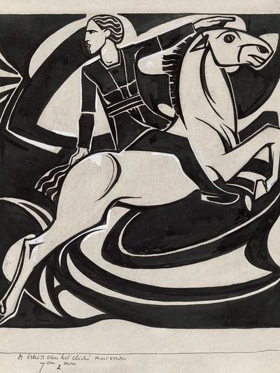Man horseback (1878–1938) drawing high. poster