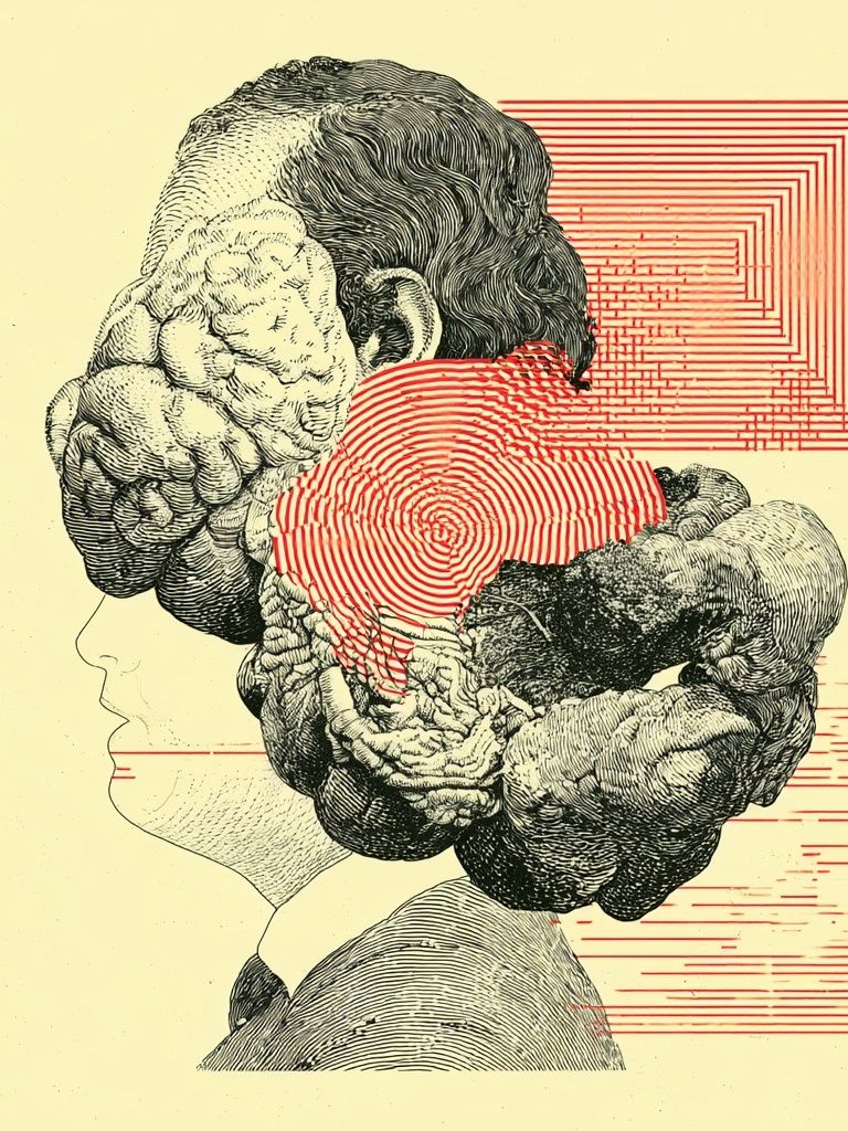 Surreal Brain Profile Print. poster detail