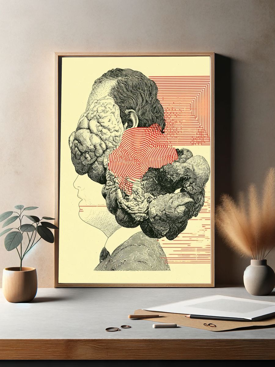 Surreal Brain Profile Print. — room view 2