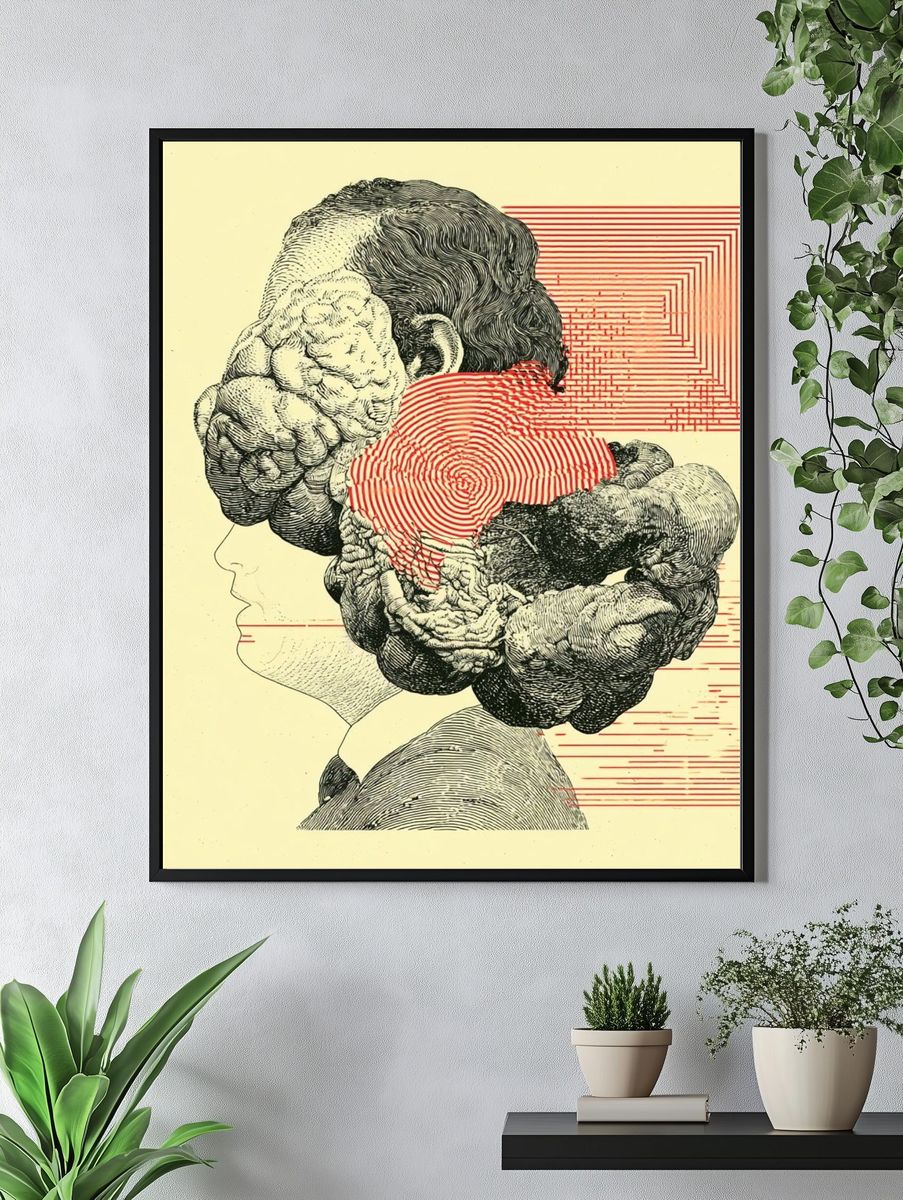 Surreal Brain Profile Print. — room view 4