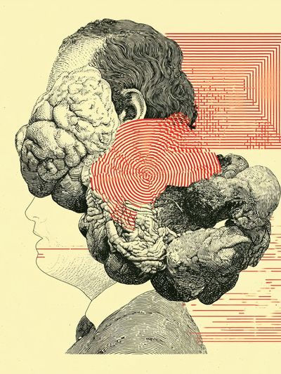 Surreal Brain Profile Print. poster print