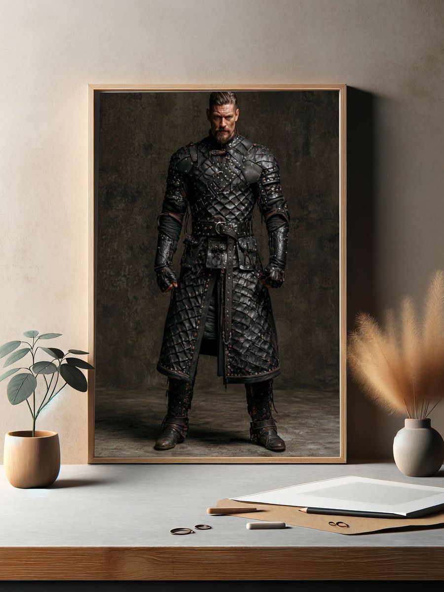 Armored Warrior Portrait Poster. — room view 2