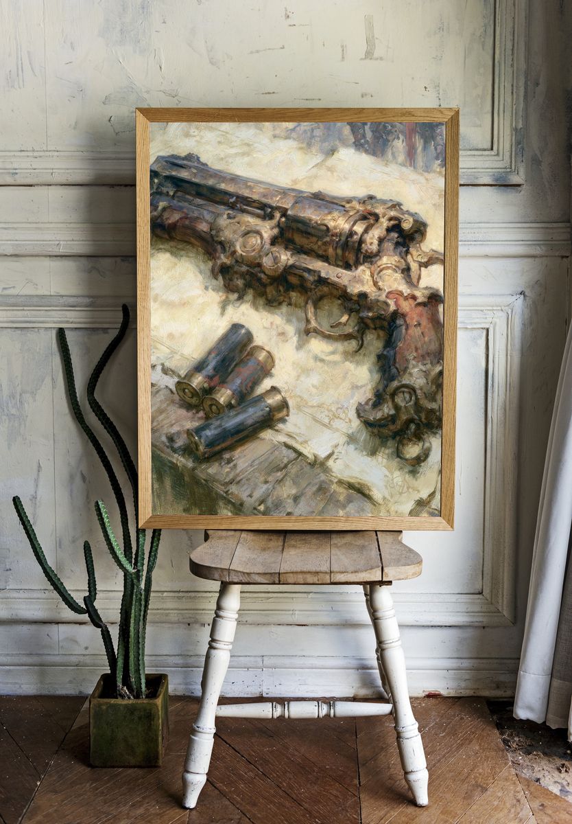 Vintage Revolver Still Life Poster. — room view 1