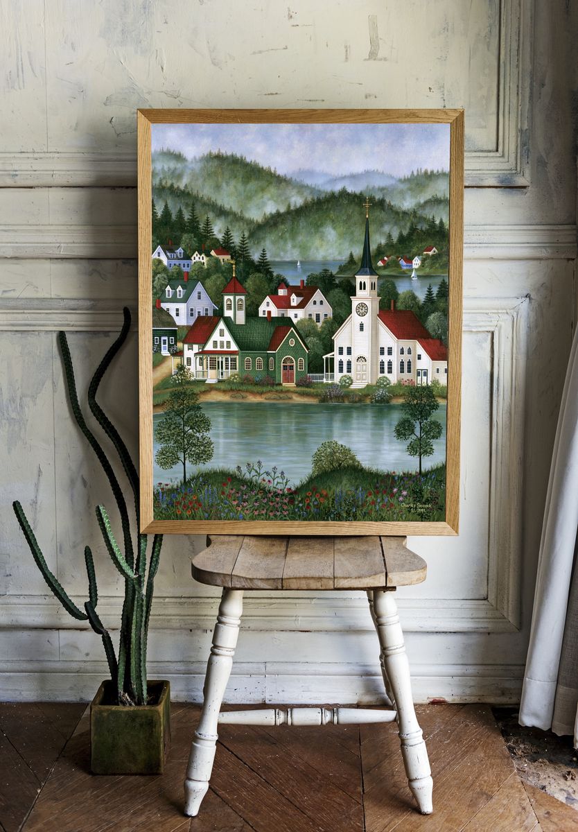 New England Village Landscape Print. — room view 1