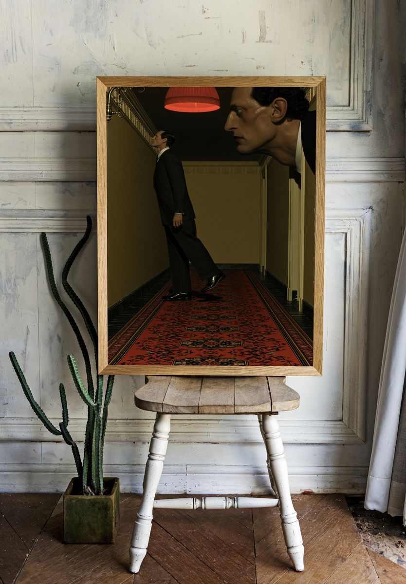 Surreal Hallway Portrait Print. room preview
