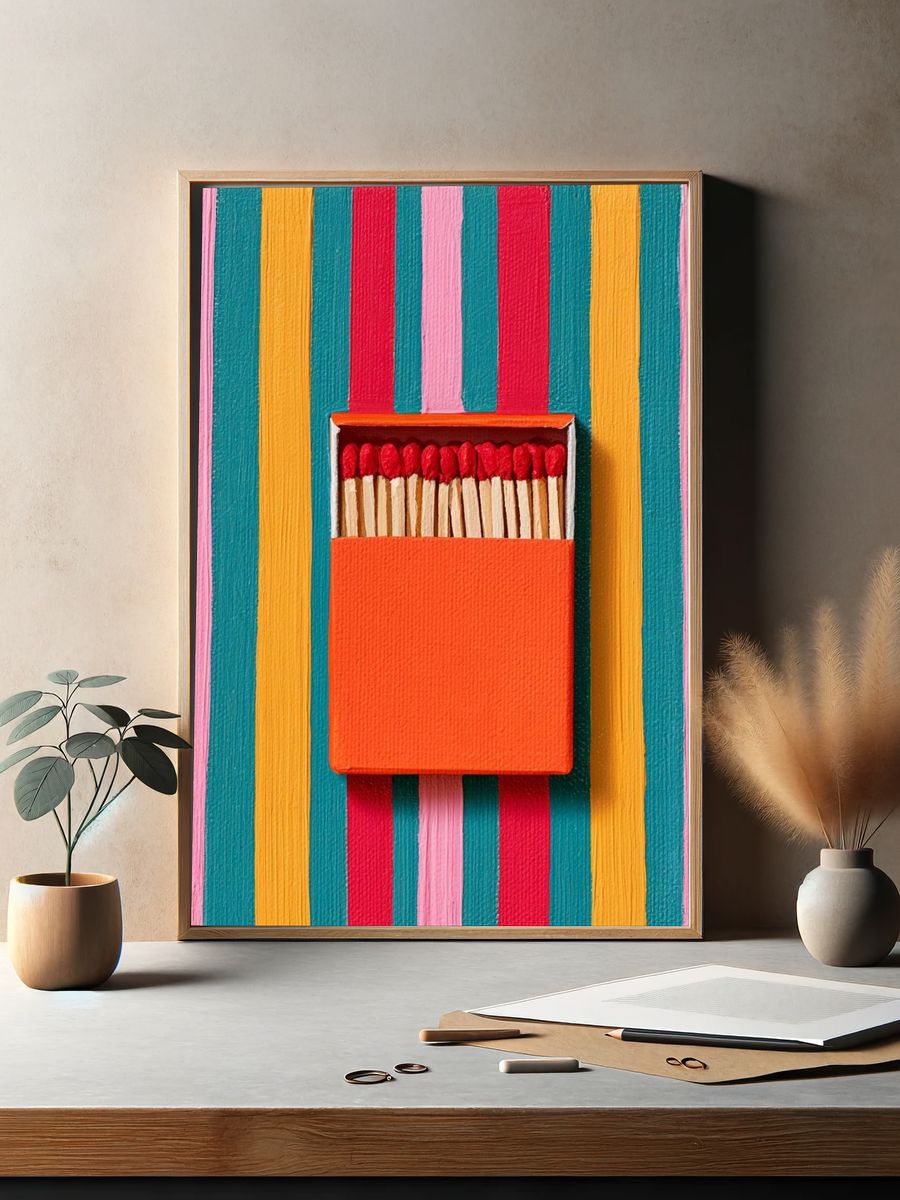 Colorful Matchbox Still Life Poster. — room view 2