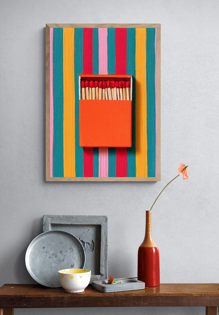 Colorful Matchbox Still Life Poster. — room view 3