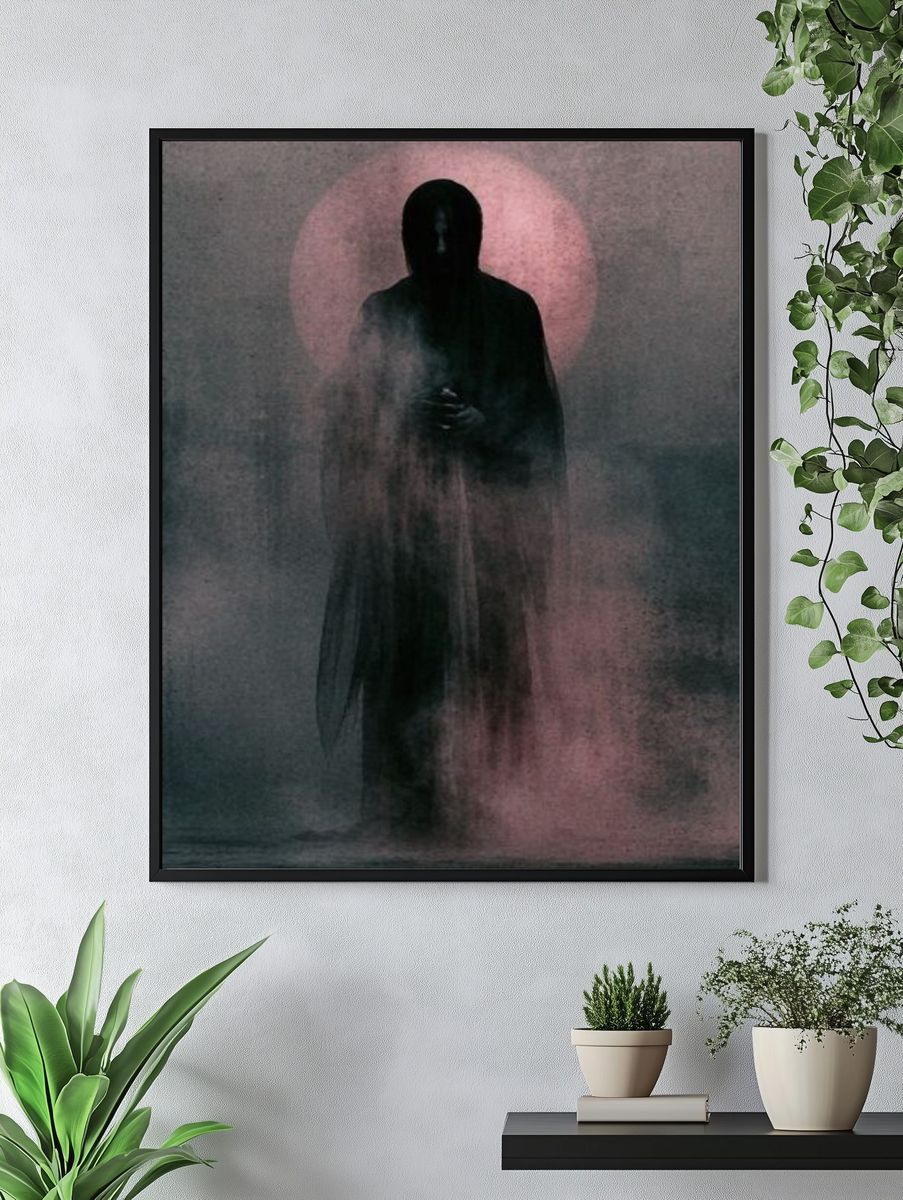 Hooded Figure in Pink Mist Poster. — room view 4
