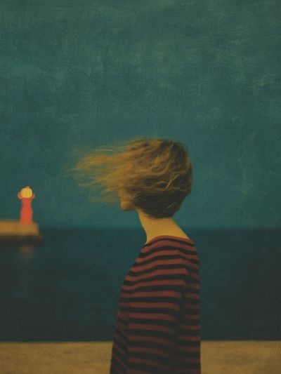 Seaside Figure Surrealism Print. poster print