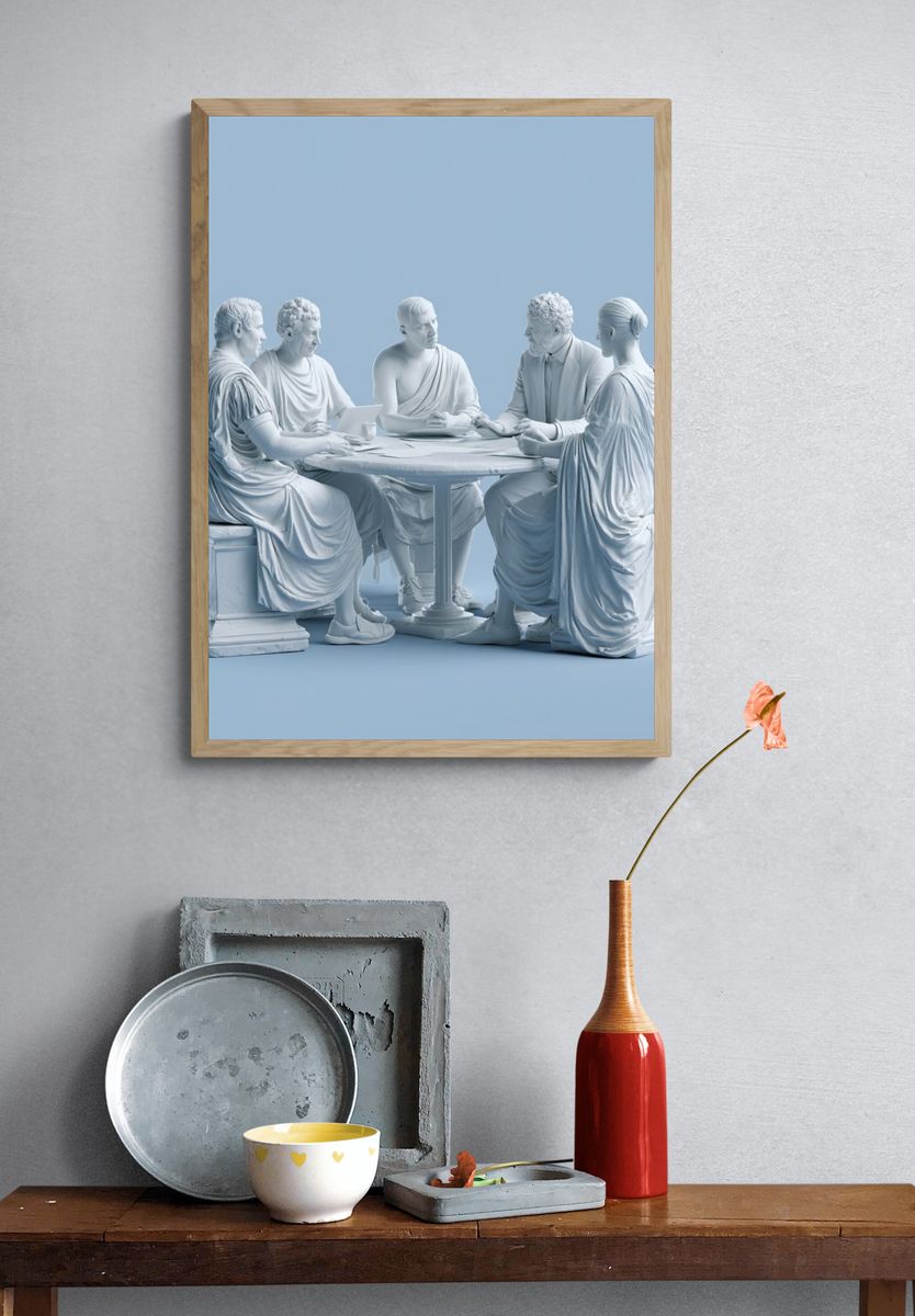 Classical Thinkers Blue Sculpture Print. — room view 3