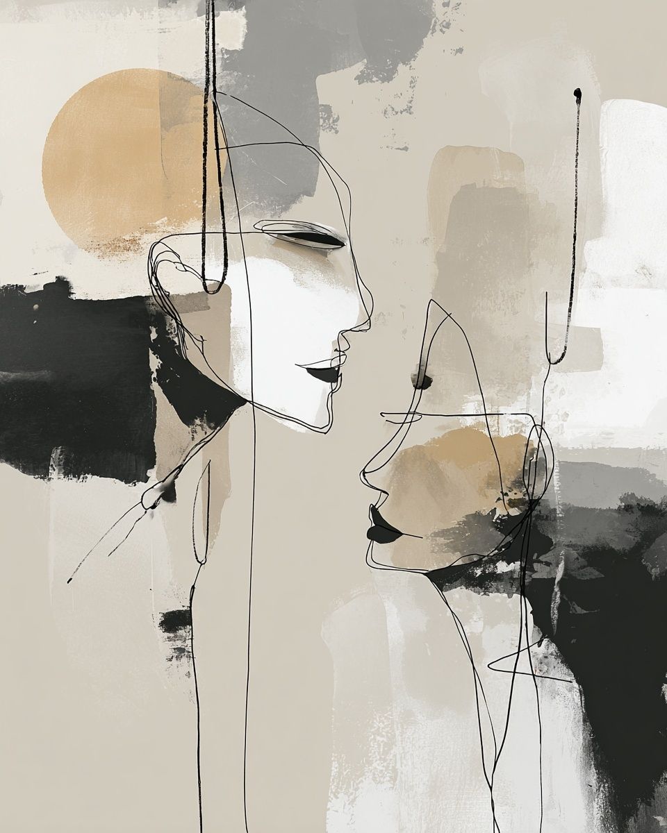 Abstract Faces Minimalist Print. poster — fine-art art
