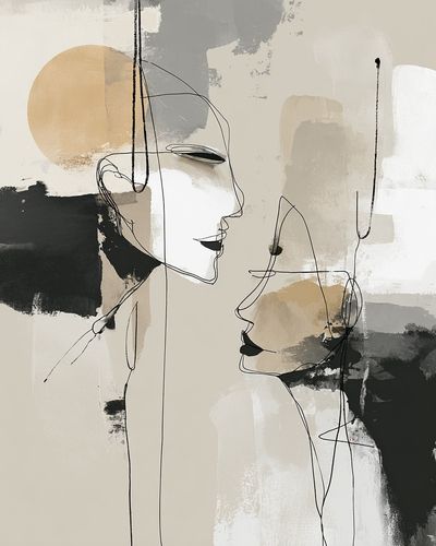 Abstract Faces Minimalist Print. poster print