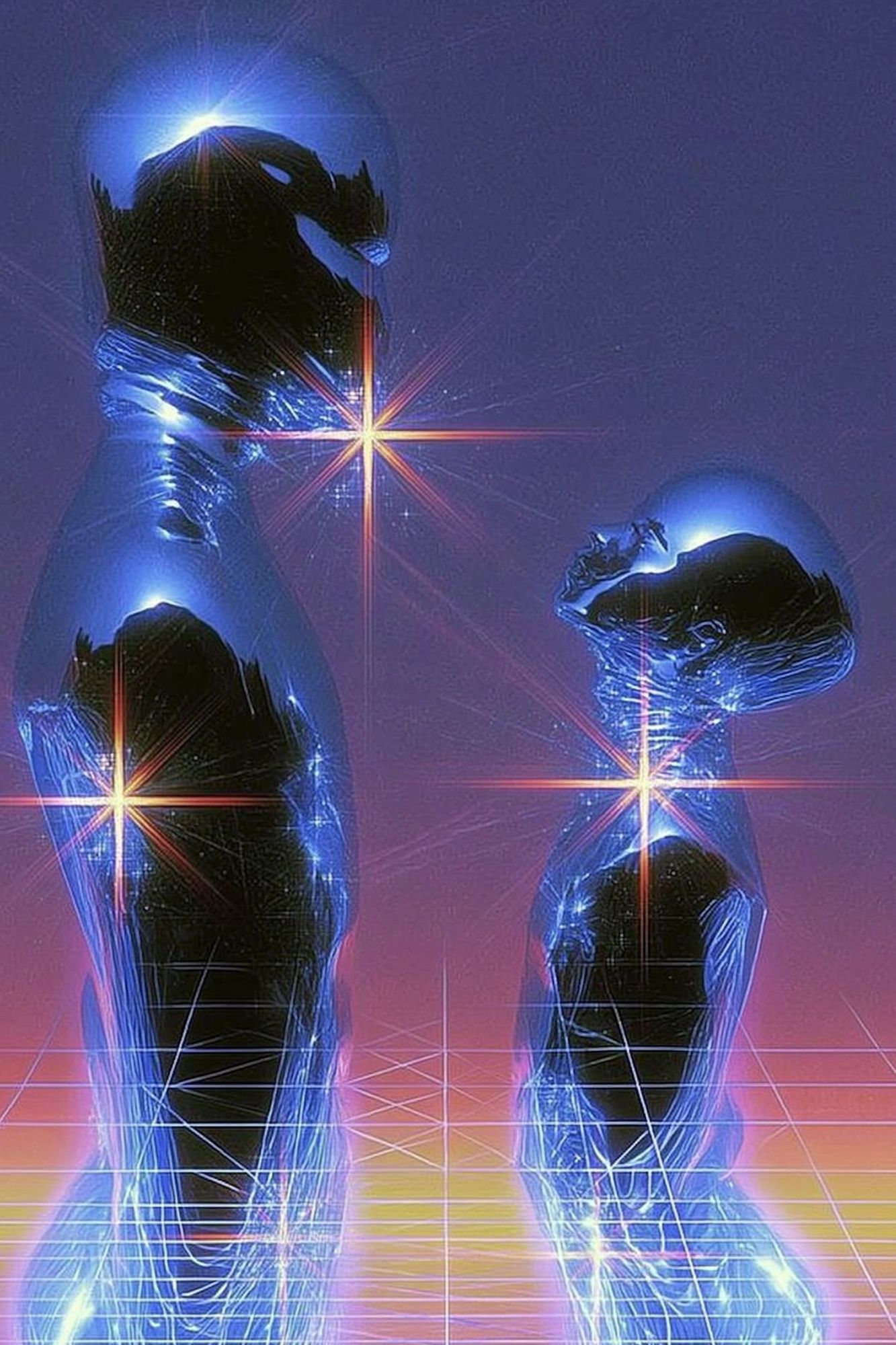 Neon Figures Surrealism Poster. poster detail