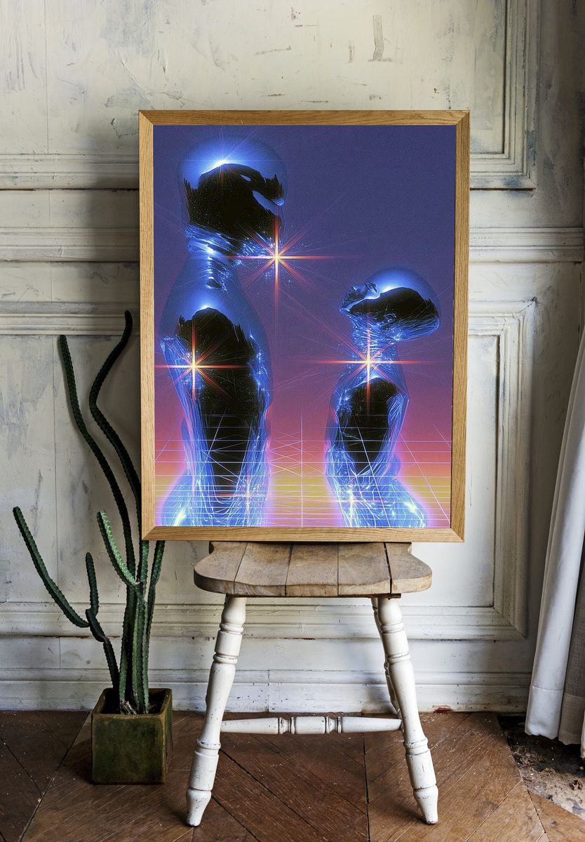 Neon Figures Surrealism Poster. — room view 1