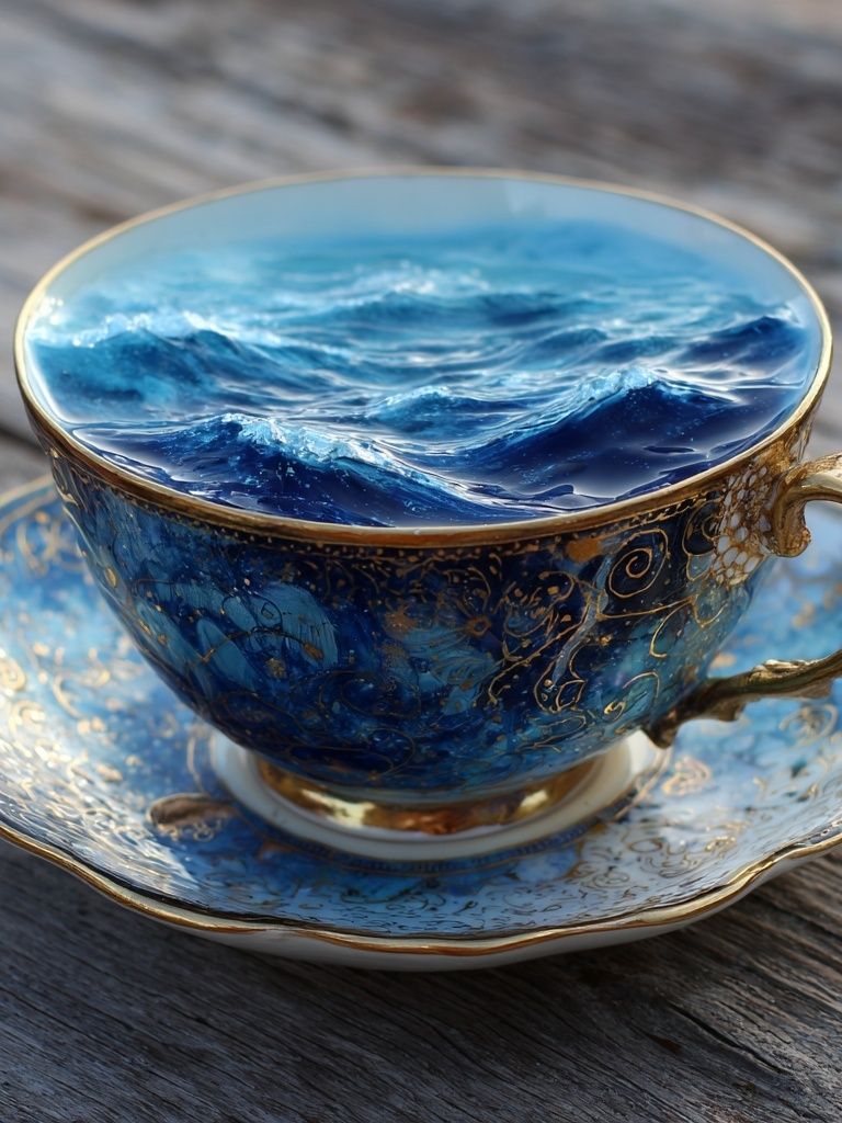 Ocean Teacup Still Life Print. poster detail
