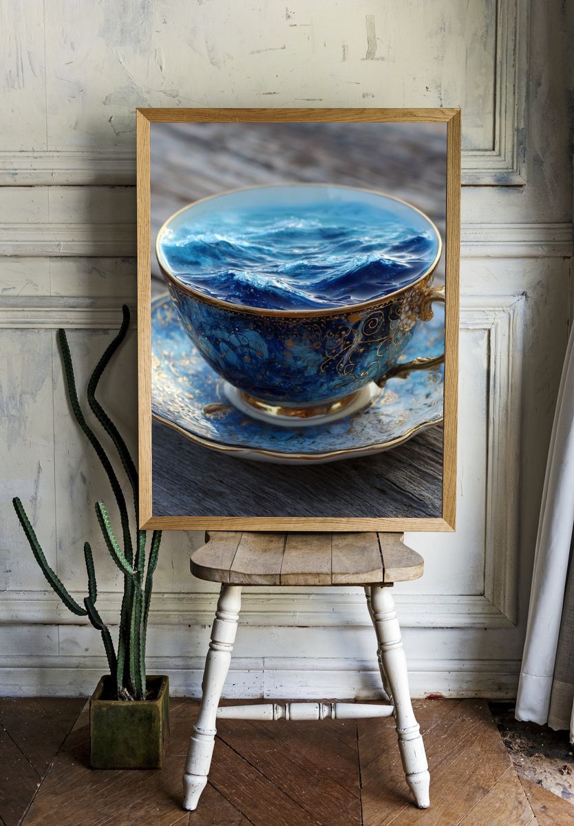 Ocean Teacup Still Life Print room preview