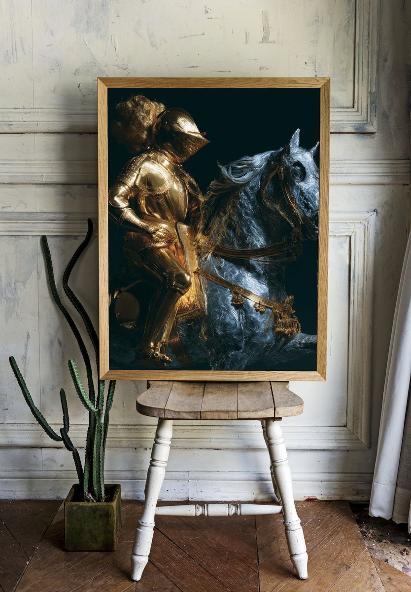 Gilded Knight on Horse Poster. — room view 1