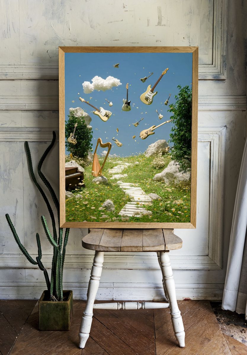 Floating Guitars Dreamscape Poster room preview