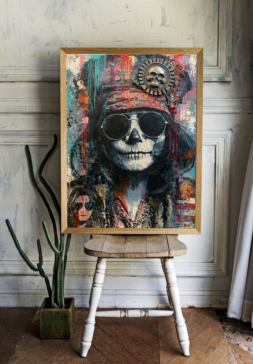 Psychedelic Skull Portrait Poster. — room view 1