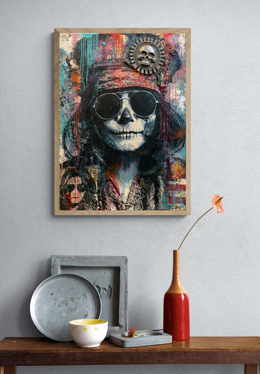Psychedelic Skull Portrait Poster. — room view 3