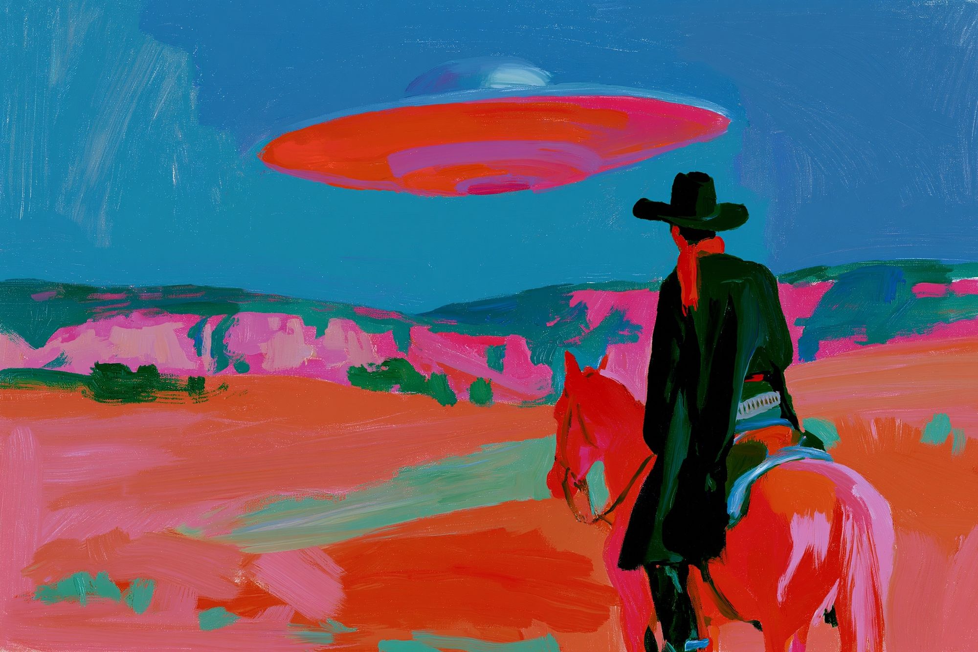 Cowboy on Horse Fine-Art Print. poster detail