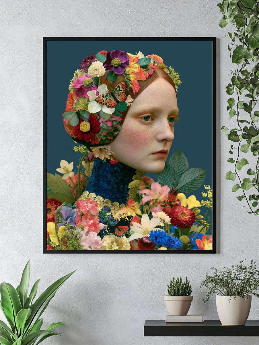Floral Portrait Surrealism Print. — room view 4