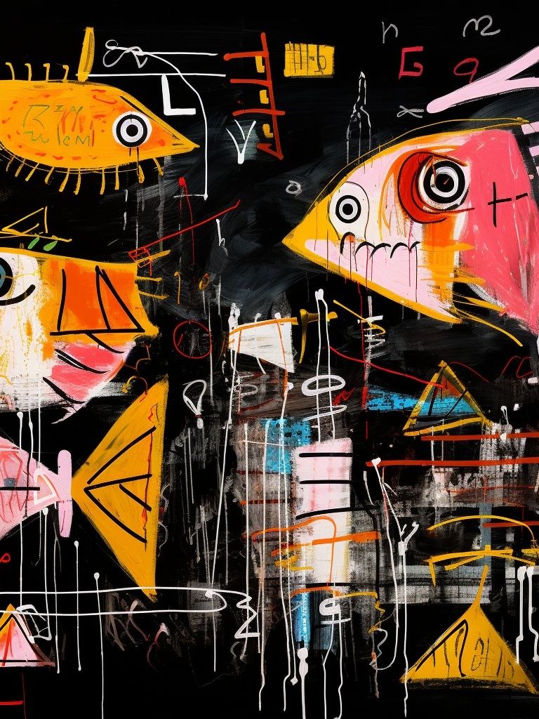 Abstract Fish Faces Poster. poster detail
